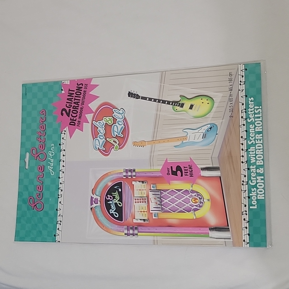 NEW 🎸 Rock & Roll Jukebox 🎸 2 Pc 5 FT Scene Setters Decorations